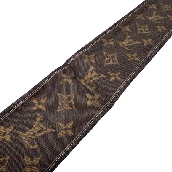 Authentic LOUIS VUITTON Bando New Denim Scarf M72396 Brown Silk #36635752 - Picture 2 of 12